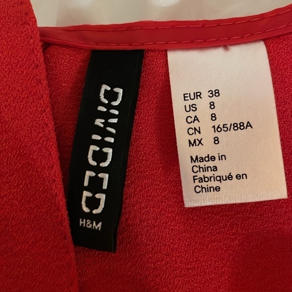 H&M Divided Red Crochet Lace Fit & Flare Mini Dress Size 6 - Picture 11 of 12